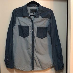 EXPRESS Jean two tone button down shirt